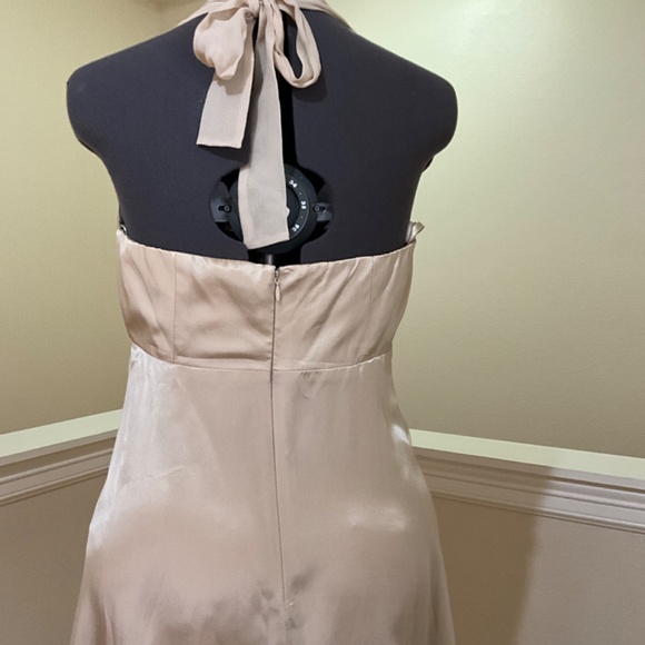 White House Black Market Golden silk halter dress. Size 2 - Picture 5 of 7